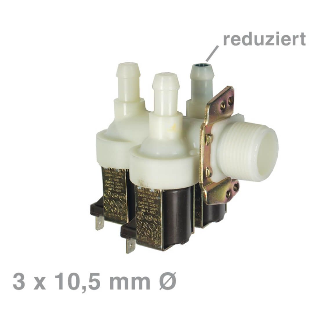 Magnetventil 3-fach 90°10, 5mmØ mit Reduzierung (1