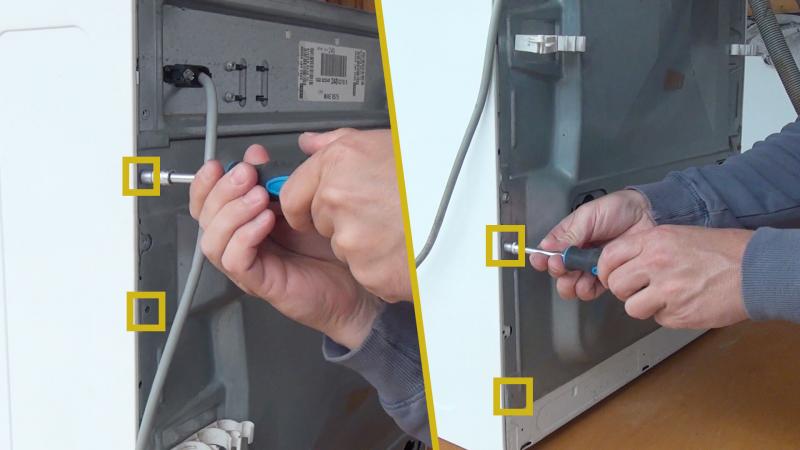 Schrauben der Rückwand entfernen Schrauben der Rückwand entfernen