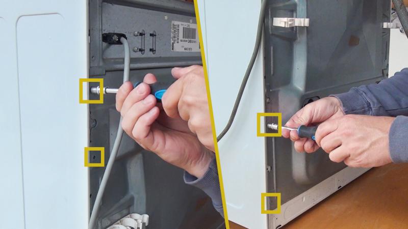 Schrauben der Rückwand entfernen Schrauben der Rückwand entfernen