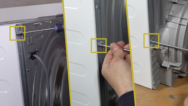 Hinteren Schrauben der rechten Seitenwand entfernen Hinteren Schrauben der rechten Seitenwand entfernen