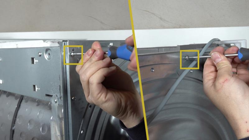 Schrauben der Rückwand entfernen Schrauben der Rückwand entfernen