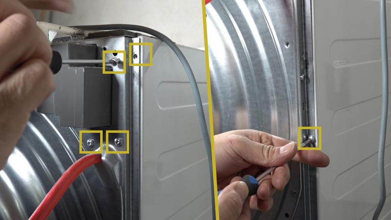 Schrauben der Rückwand entfernen Schrauben der Rückwand entfernen