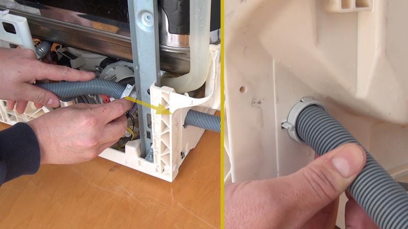 Ablaufschlauch einfädeln und Durchführung fixieren
