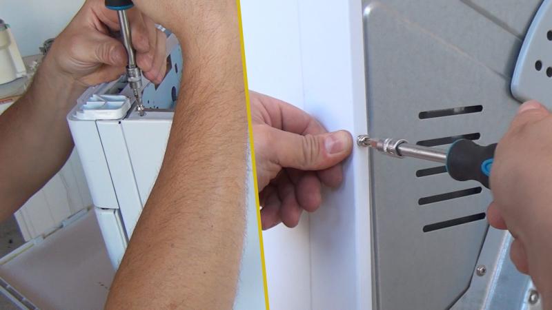 Seitendeckel einsetzen und verschrauben Seitendeckel einsetzen und verschrauben