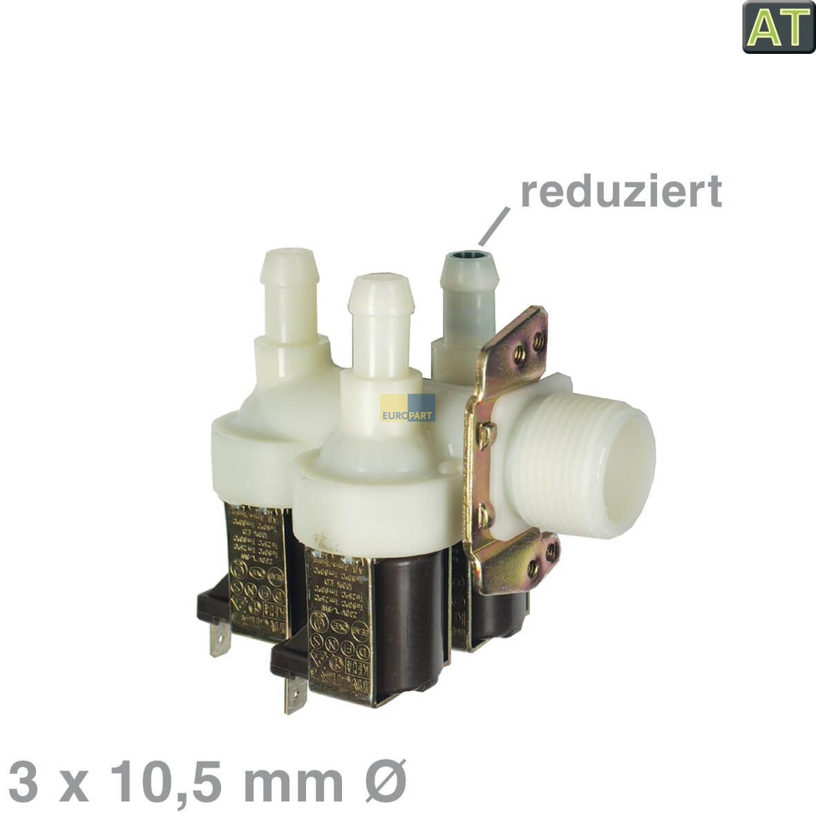 Magnetventil f�r Miele 1678013 dreifach 90� 10, 5mm� mit Reduzierung f�r Waschmaschine Waschtrockner (10002847)