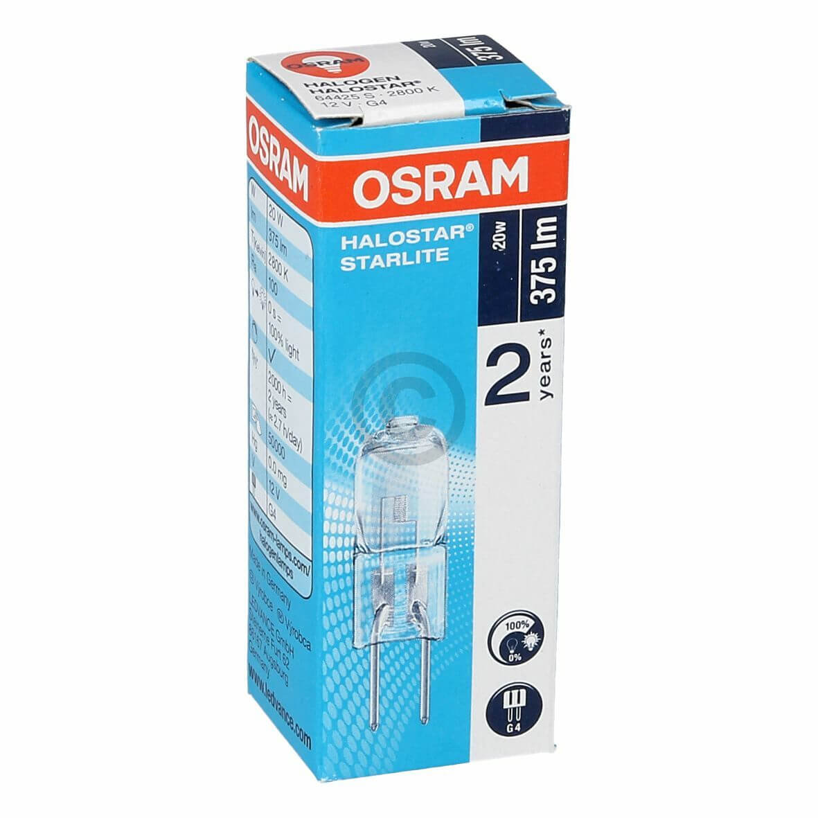 Halogenlampe G4 20W 12V 300�C smeg  f�r Backofen (KD-824610532)